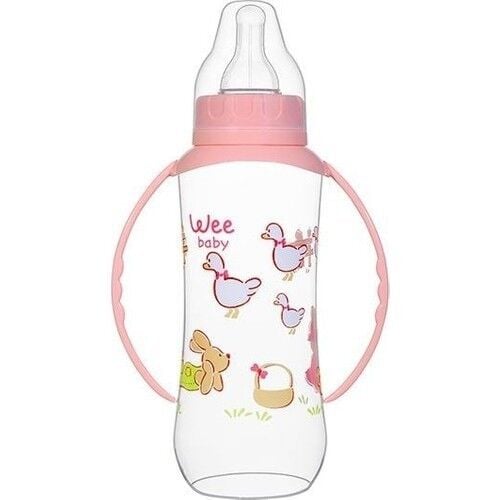 Wee Baby Silikon Kiraz Uçlu Kulplu PP Biberon 150 ml - Pembe