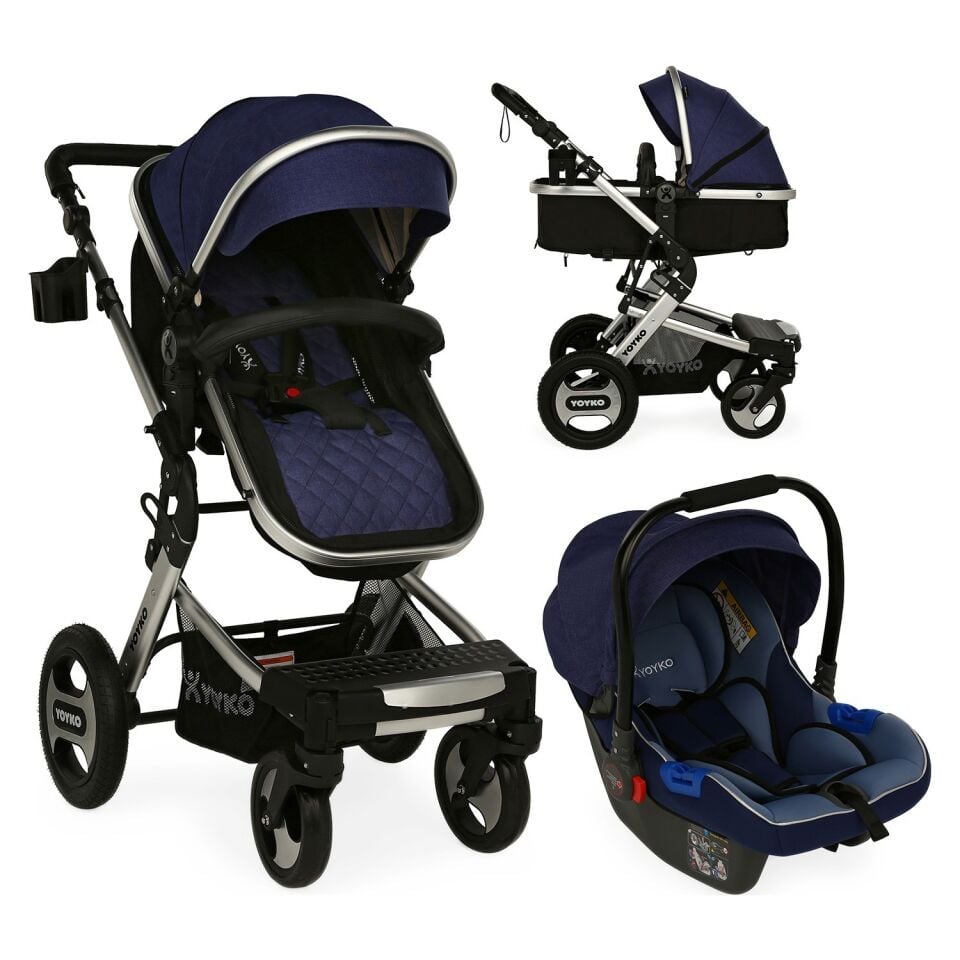 Yoyko City Seyahat Sistem Bebek Arabası 3 in 1 Lacivert Silver