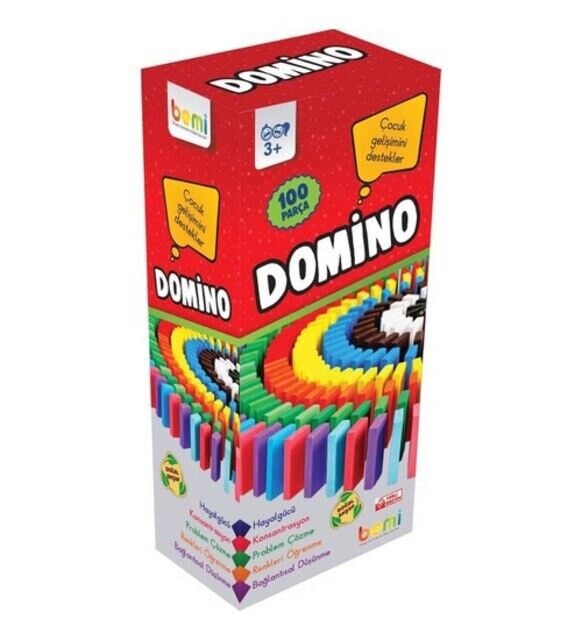 Bemi Oyuncak Doğal Ahşap Domino 100 Parça