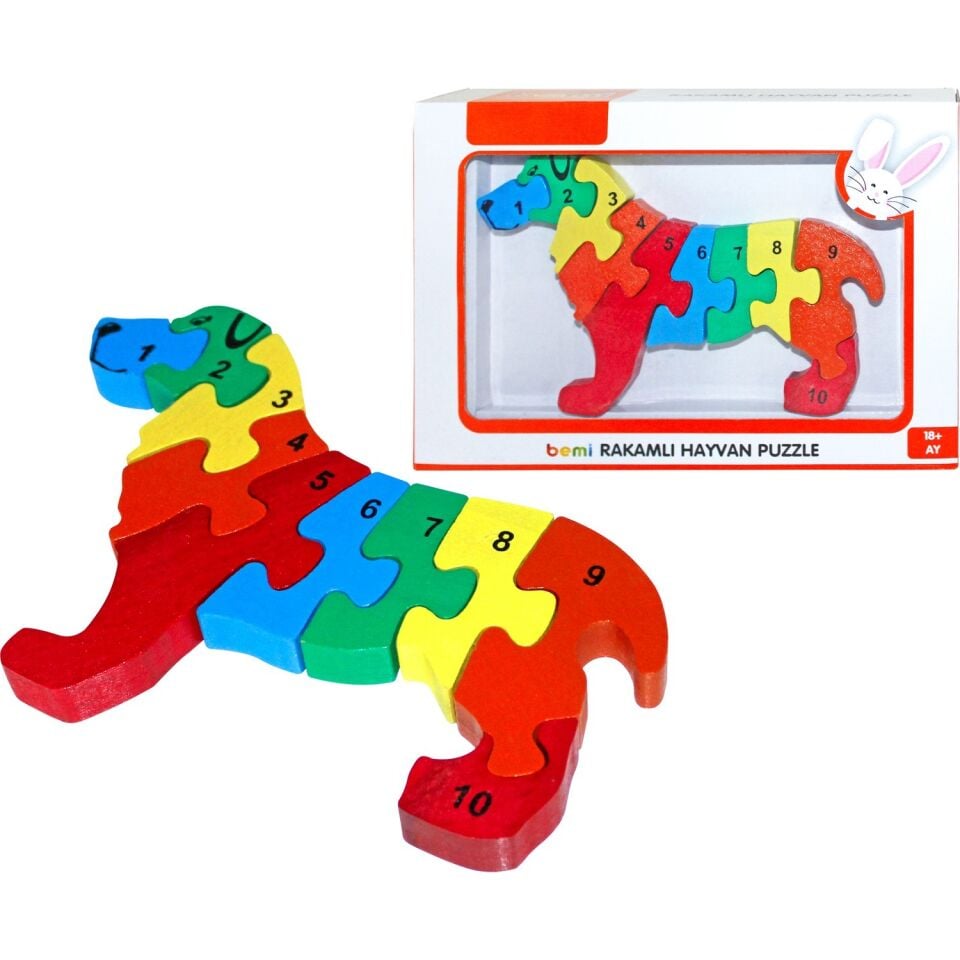 Bemi Ahşap Rakamlı Hayvan Puzzle ( Köpek )