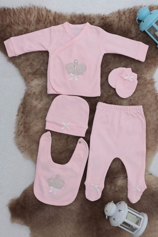 Sema Baby 5 Parça Hastane Çıkışı Zıbın Seti 0-3 Ay - Queen