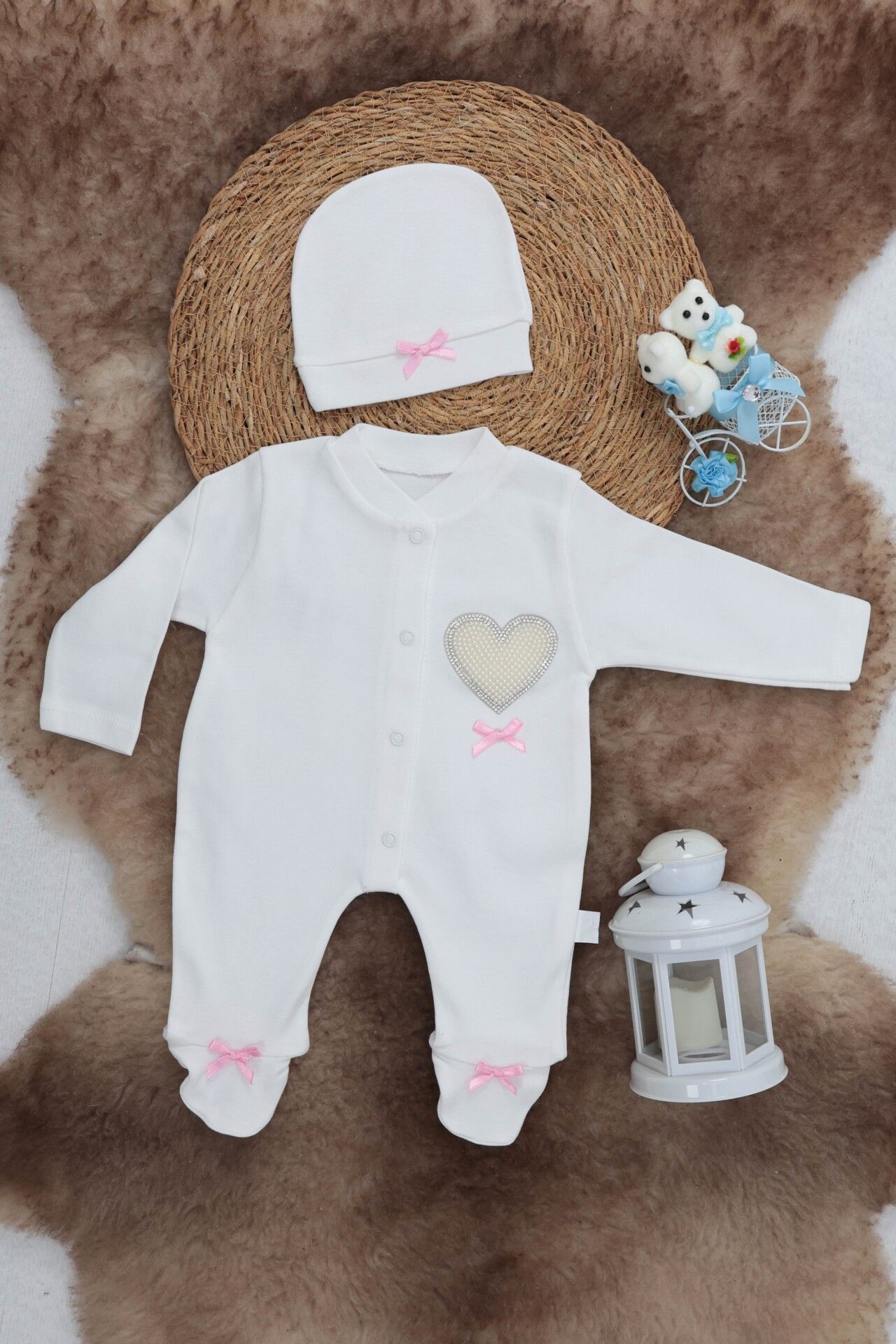 Sema Baby Pamuklu Bebek Tulum Seti 6-9 Ay - Love
