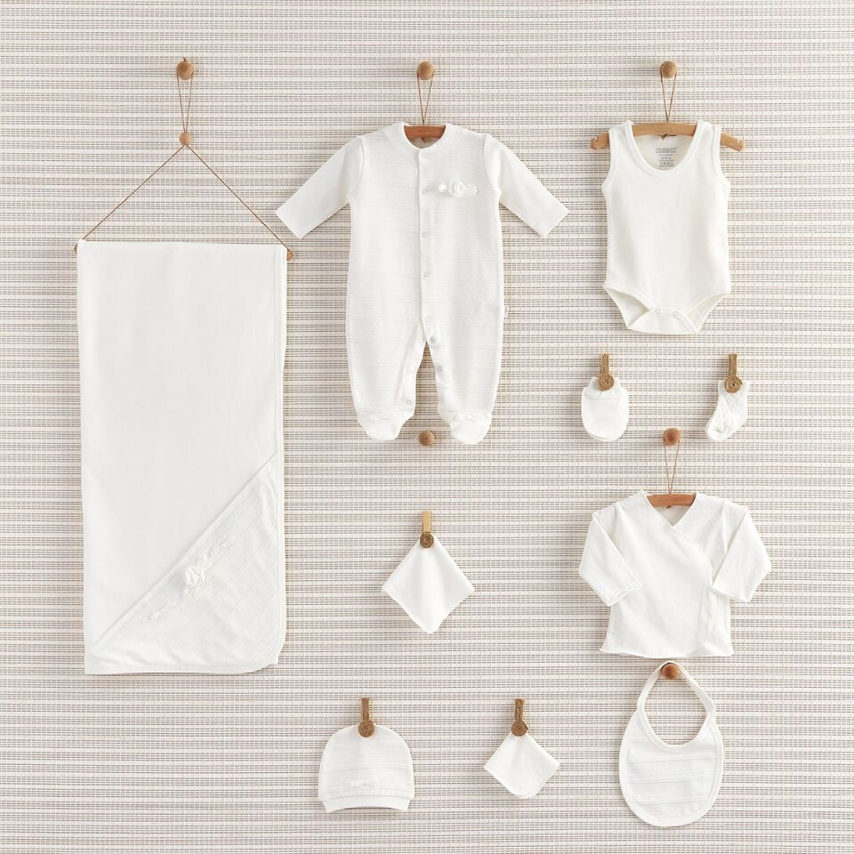 Bebbek 10'lu Hastane Çıkışı - Design Girl Çiçekli Beyaz