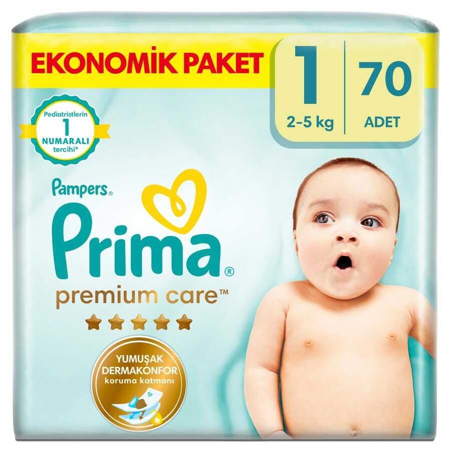 Bebek Bezi Premium Care 1 Beden Yenidoğan Ekonomik Paket 2-5 kg 70 Adet