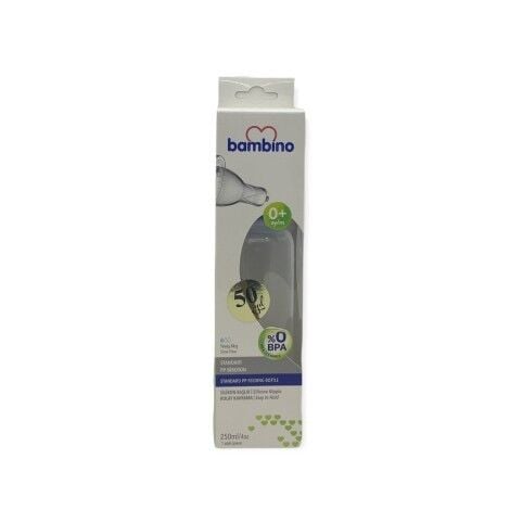 Bambino Altı Köşe Silikon Kiraz Uçlu Cam Biberon 250 ml - Pembe