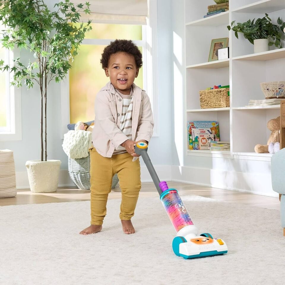 2in1 Fisher Price Sesli ve Işıklı Eğlen ve Öğren Süpürge JMM35