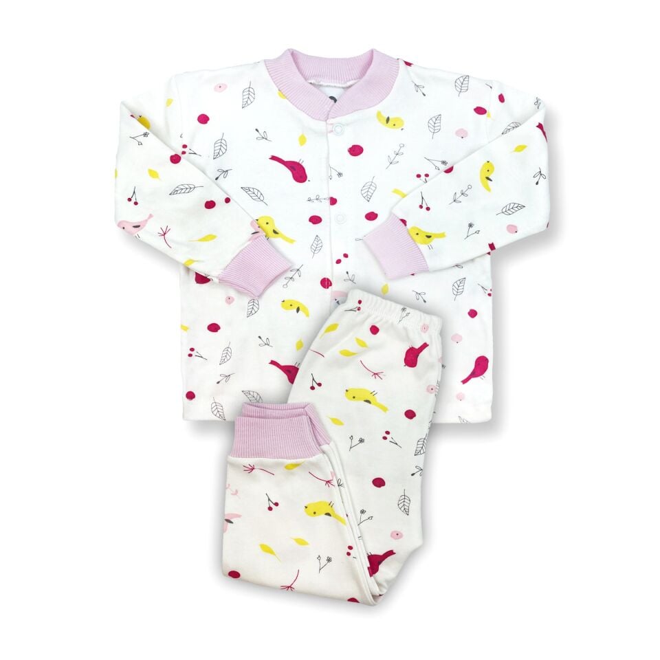 Sema Baby Happy Birds Bebek Pijama Takımı Pembe 6-9 Ay